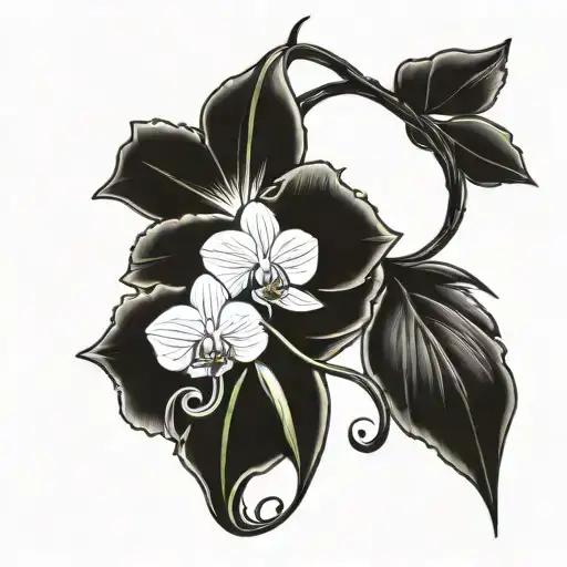 Spine Tattoo With Orchid And Text With The Phrase