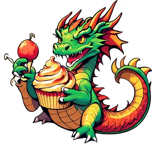 A Dragon Holding A Cupcake In Its Claws