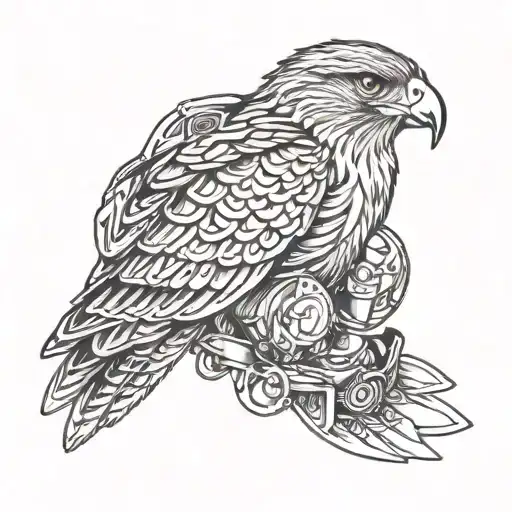 Red Tail Hawk With Helmet And Raiper