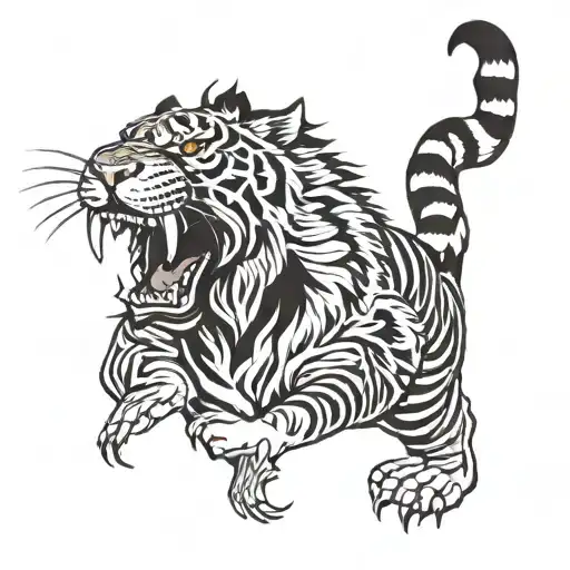 Single Pectoral Tiger Inspired Tatoo