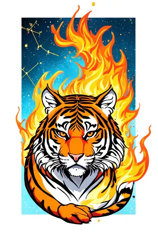 Virgo Constellation Tiger Fire