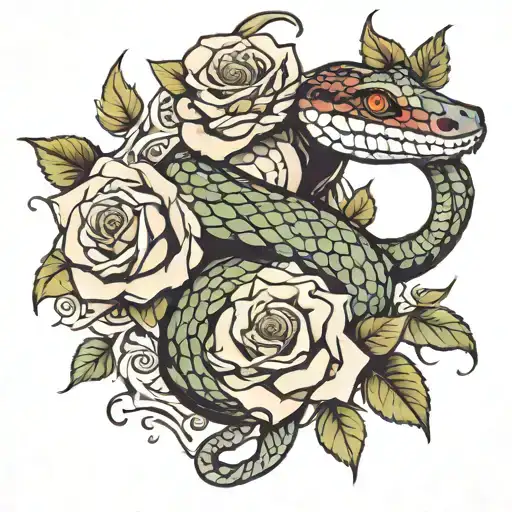 Snake And Rose Wrapped