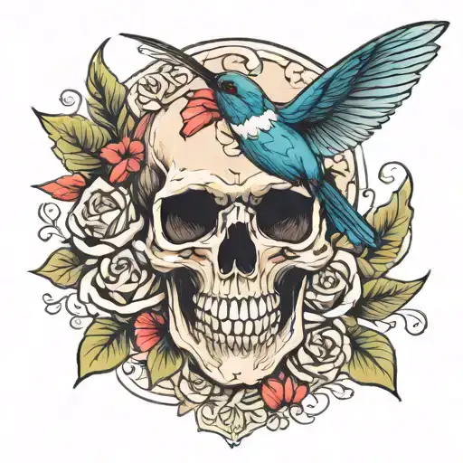 Skull Soft And Hummingbird