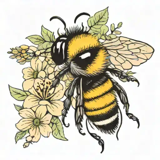 Bumble Bee And Floral