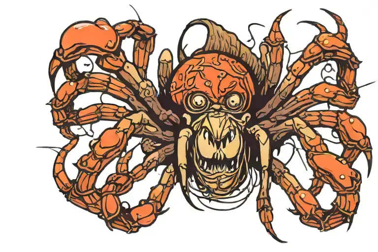 A Spider With Fangs With A Body Shaped Like A Mushroom