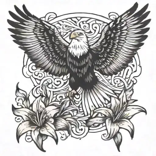 Eagle On Daylilly Taking Flight