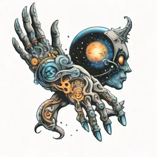 Realistic Cosmic Non Gender Shadowperson Holding A Galaxy In The Hands