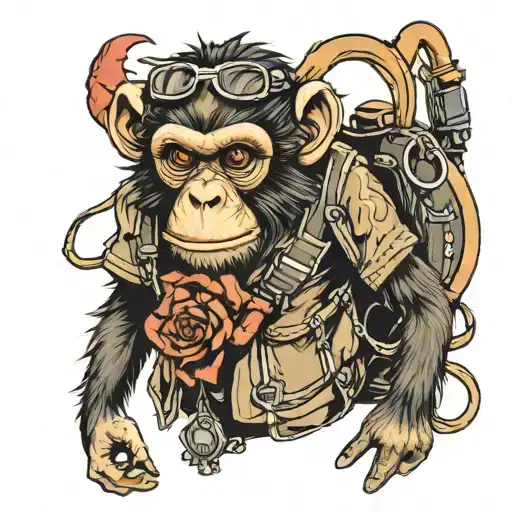 Monkey Wearing Backpack