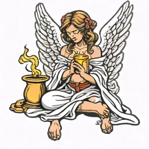 Angel Kneeling Holding Candle