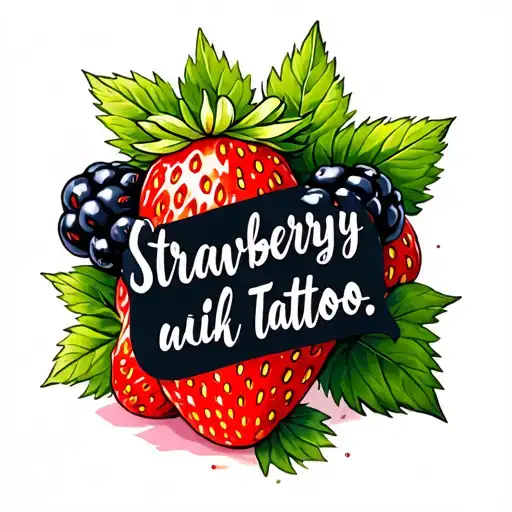 Script Quote With Strawberries And Blackberries Intertwined