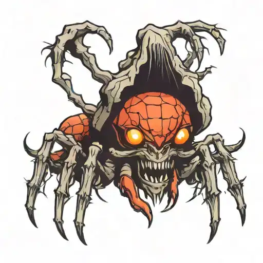 Spider With Fangs And A Body Shaped Like A Mushroom