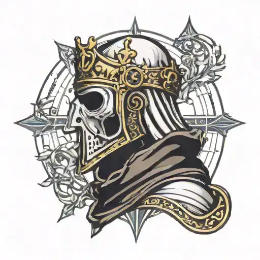 King Baldwin Iv With The Metal Mask And Crosses In Background