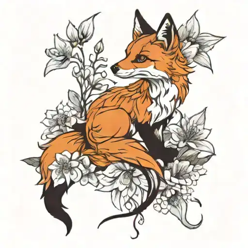 Fox And Lily Flower