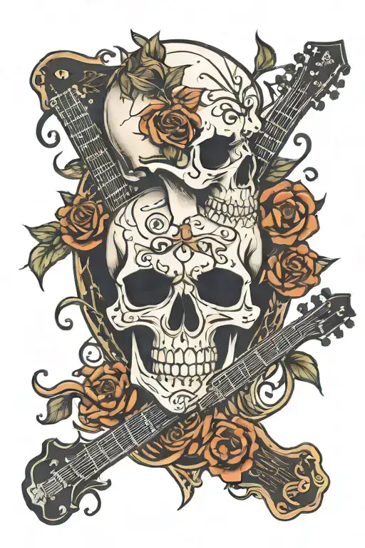 Skull And Guitars Crossed