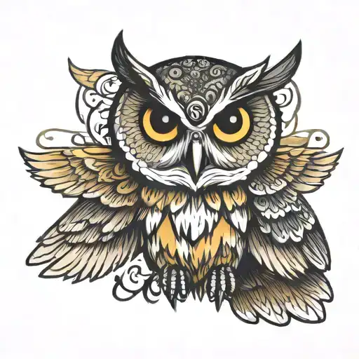 Owl From Front With Wings Outstretched