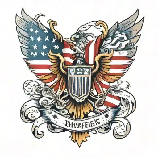 German Style Tattoo Featuring American Patriotism