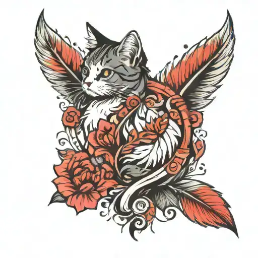 Heart Feather Cat Flower