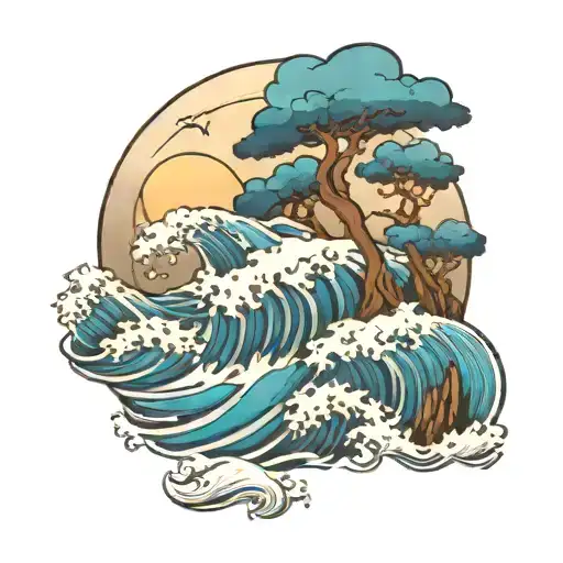 Ocean Waves And Mountains