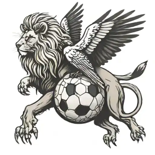 Magpie Flying On-top Of A Lion On-top Of A Soccer Ball