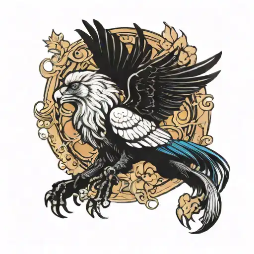 Magpie Flying On Top Of A Lion