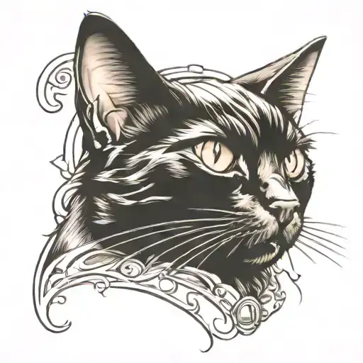 Black Cat Realistic Head