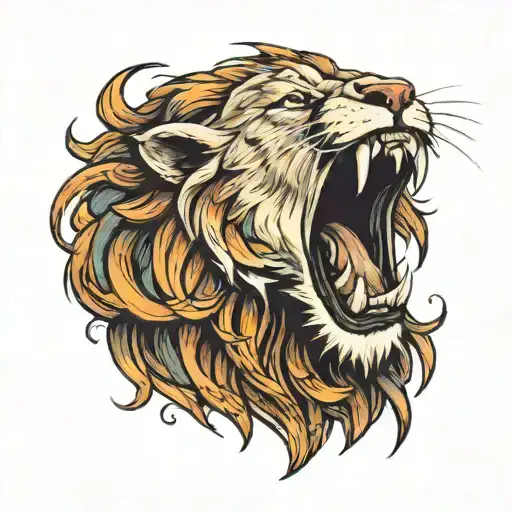 Lion Roaring Fiercely