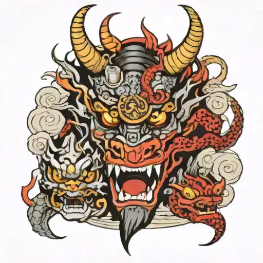 Dragon And Oni Mask