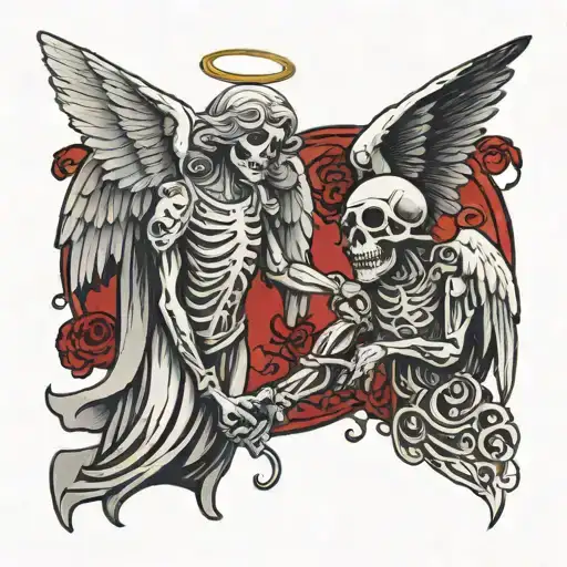 Angel And Death Shaking Hands