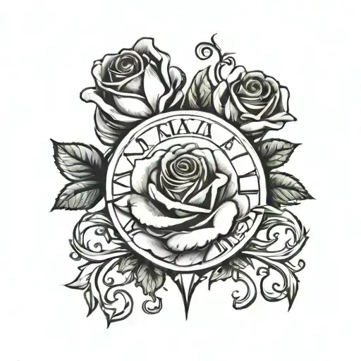 Roman Numerals With Words And Rose Intertwined