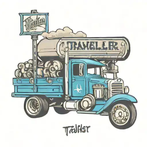 Blue Semi Truck With The Word Traveler Across Grill And Words Roll On Daddy Til You Get Back Home