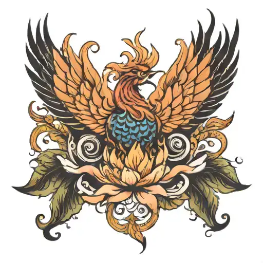 Phoenix Rising From A Lotus