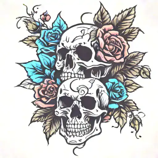 Skull Roses Color Flowers