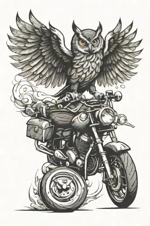 Owl And Motorcycle Speeding