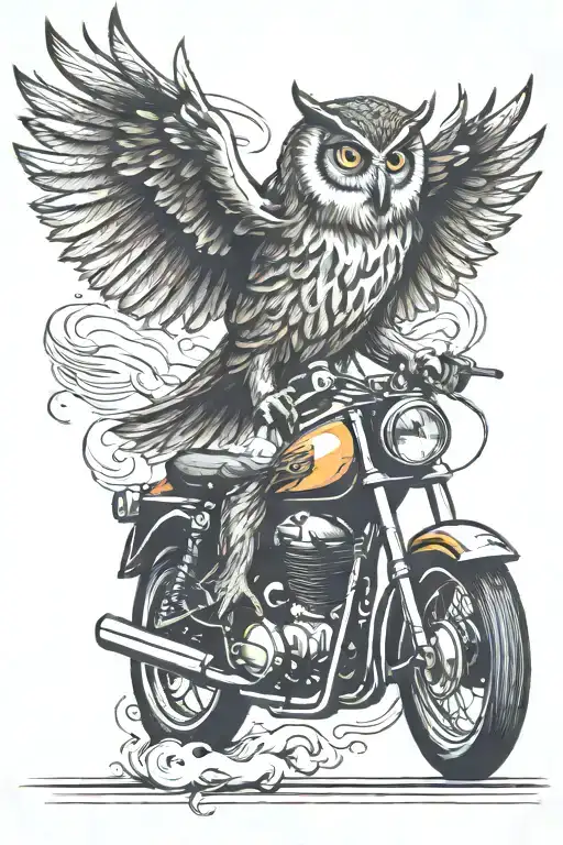 Owl And Motorcycle Speeding