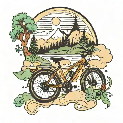 Mountains Forest Sun Bike