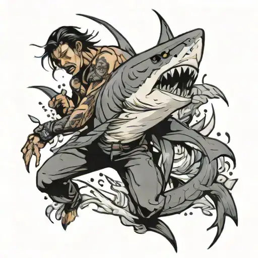 Fighter Fights Shark