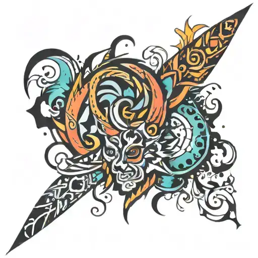 Trible Abstract Coloured Sleeve