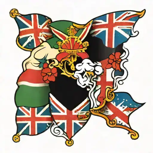 Italian And Uk Flags Together With Something Remember The Birth