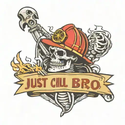 Firefighter Skeleton With The Words Just Chill Bro