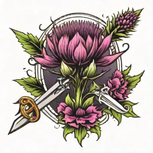 Scottish Thistle With Swords
