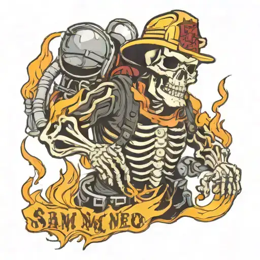 Skeleton Fire Fighter With The Words Sam