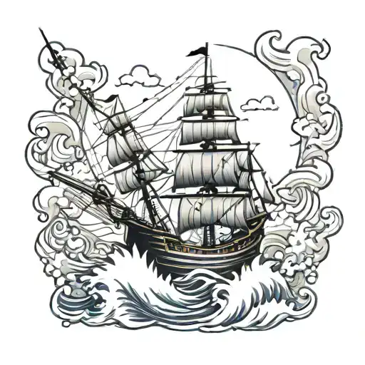 1800 Navy Ship On The Ocean