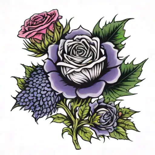 Scottish Thistle And Rose