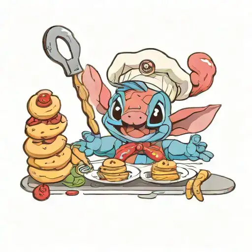 Disneys Stitch Wearing A Chef Hat And Rolling Croissants