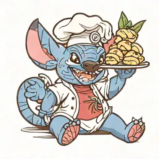 Disneys Stitch Wearing A Chef Hat And Rolling Croissants