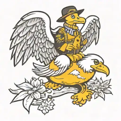 Rubber Duck Riding On The Back Of An Eagle