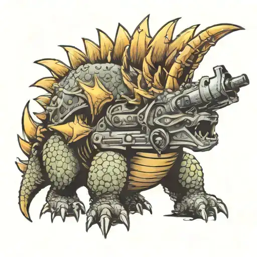 Stegosaurus Wielding Machine Gun