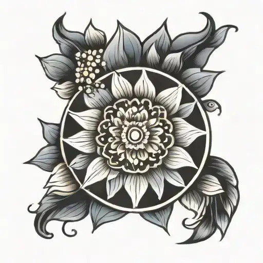 Circle Mandala With Flowers Intertwined