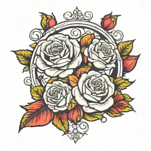 Gemini Symbol Intertwined With Roses Growing