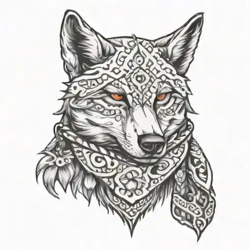 Wolf With Scarf On One Eye